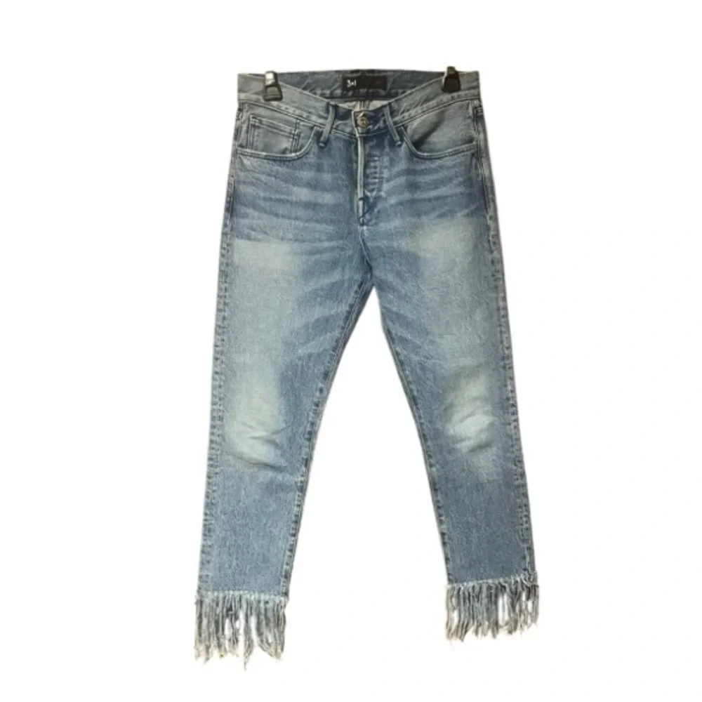 3x1 Straight Cropped Fringe Jeans - Picture 2 of 5